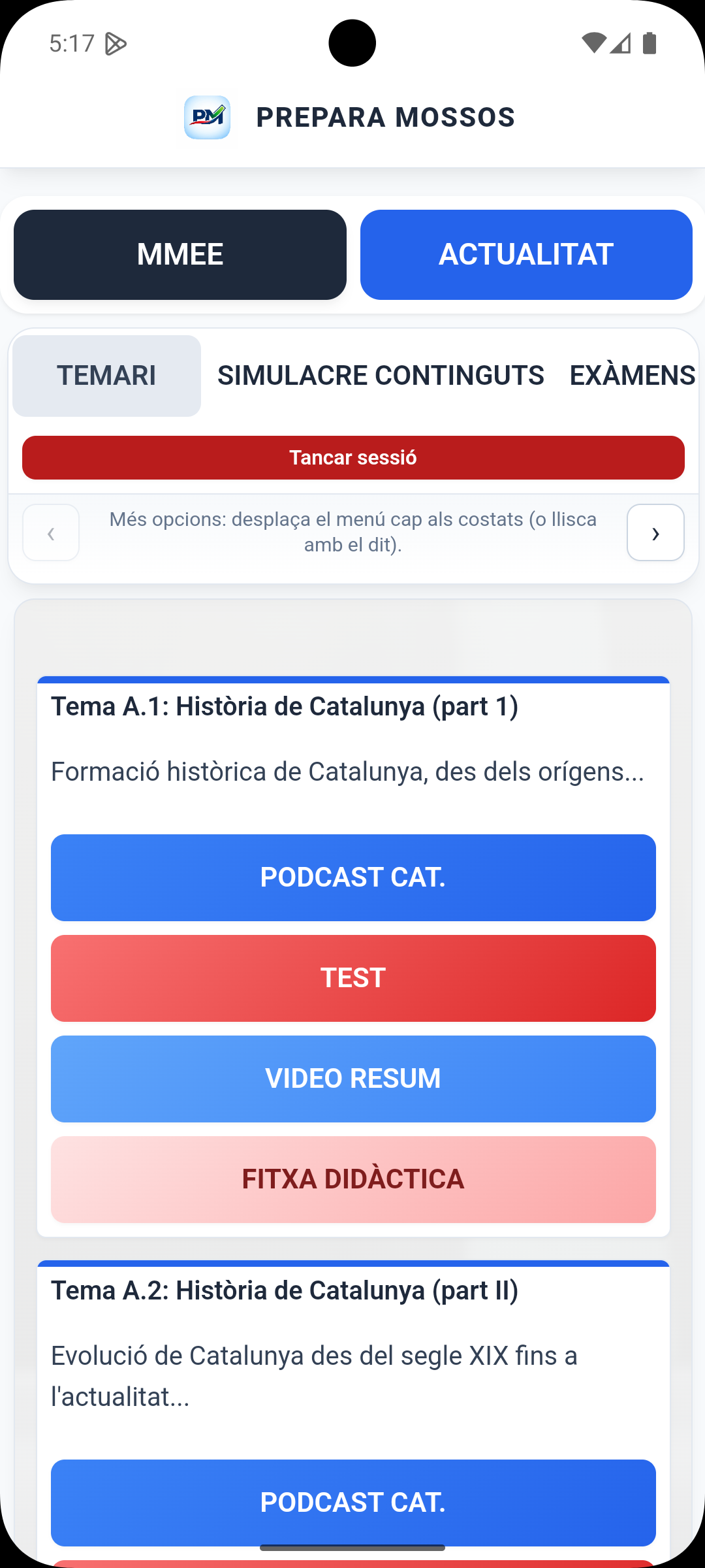 Prepara Mossos a la pantalla de l’app