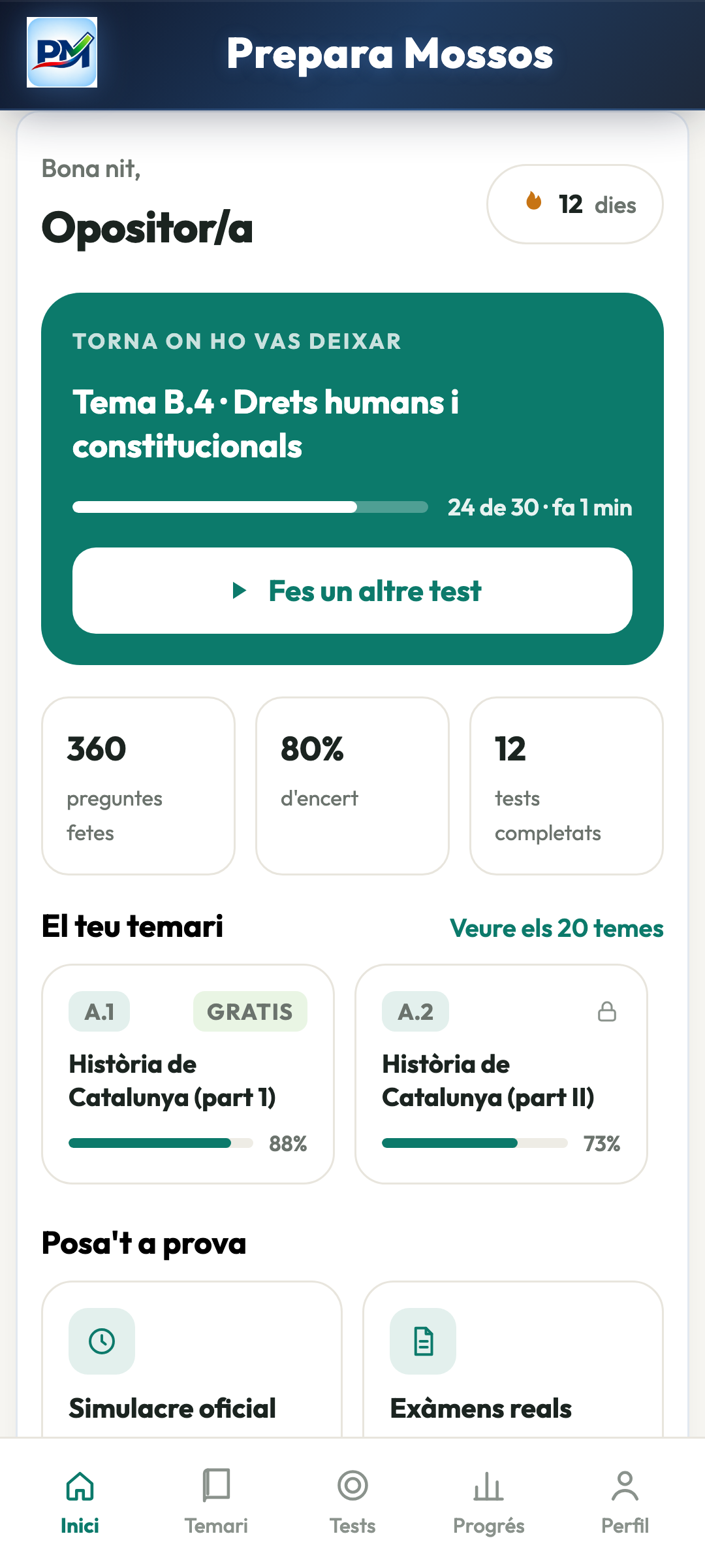 Prepara Mossos a la pantalla de l’app