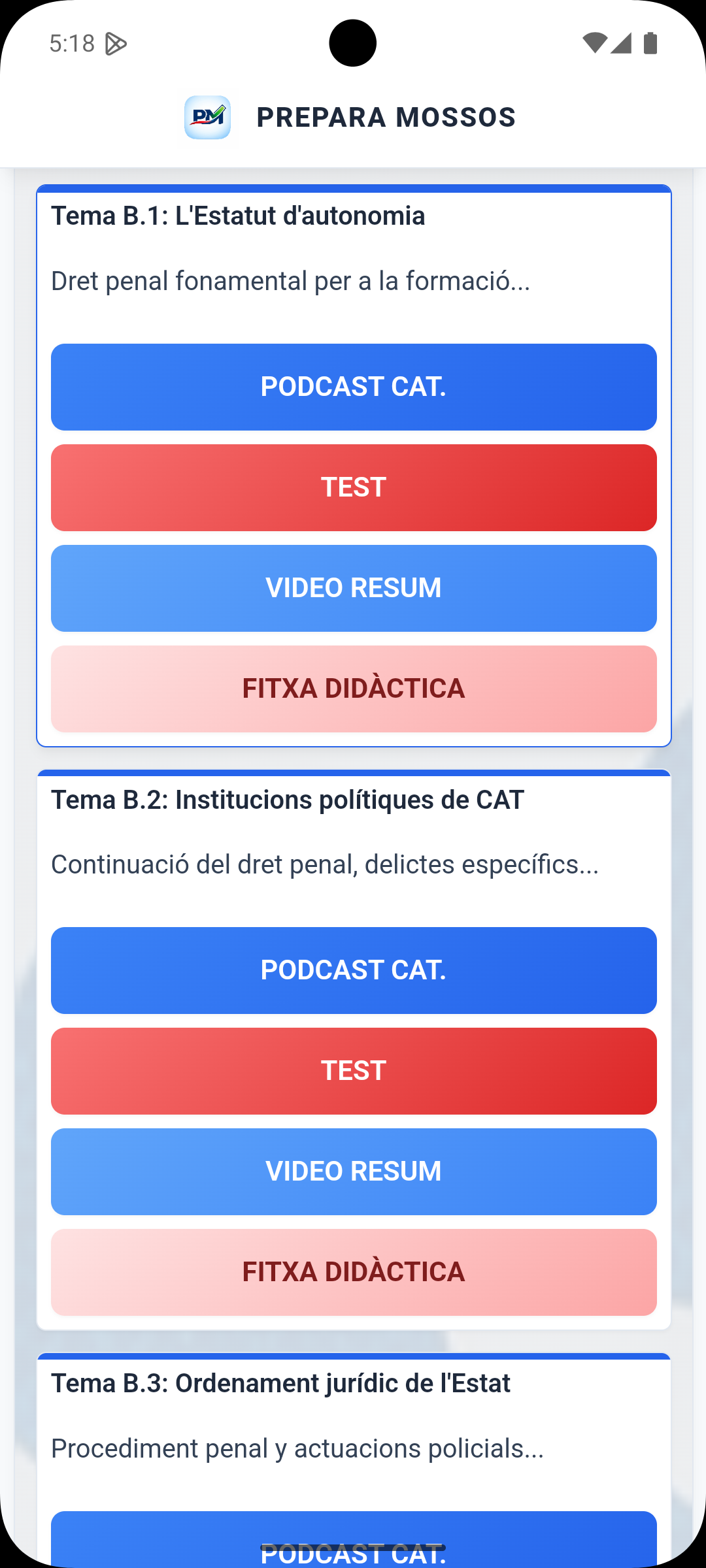 Prepara Mossos a la pantalla de l’app