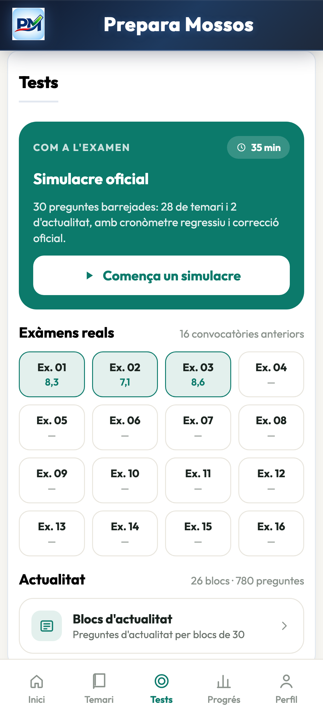 Prepara Mossos a la pantalla de l’app