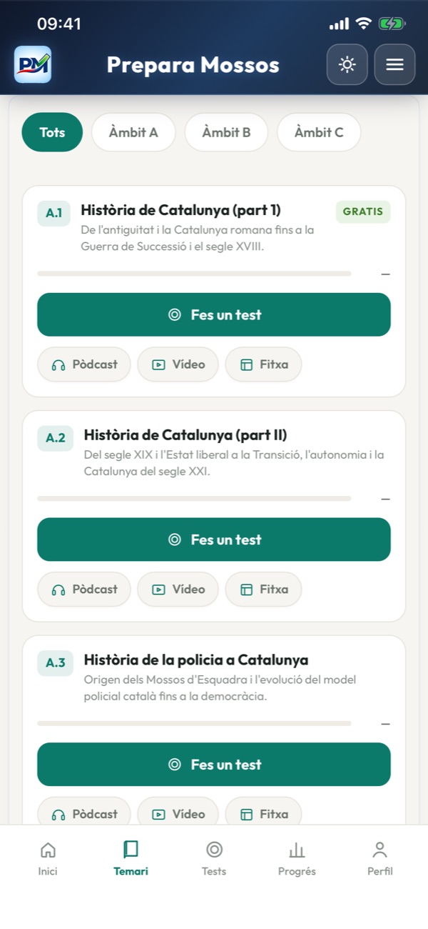 Prepara Mossos a l’iPhone: Temari